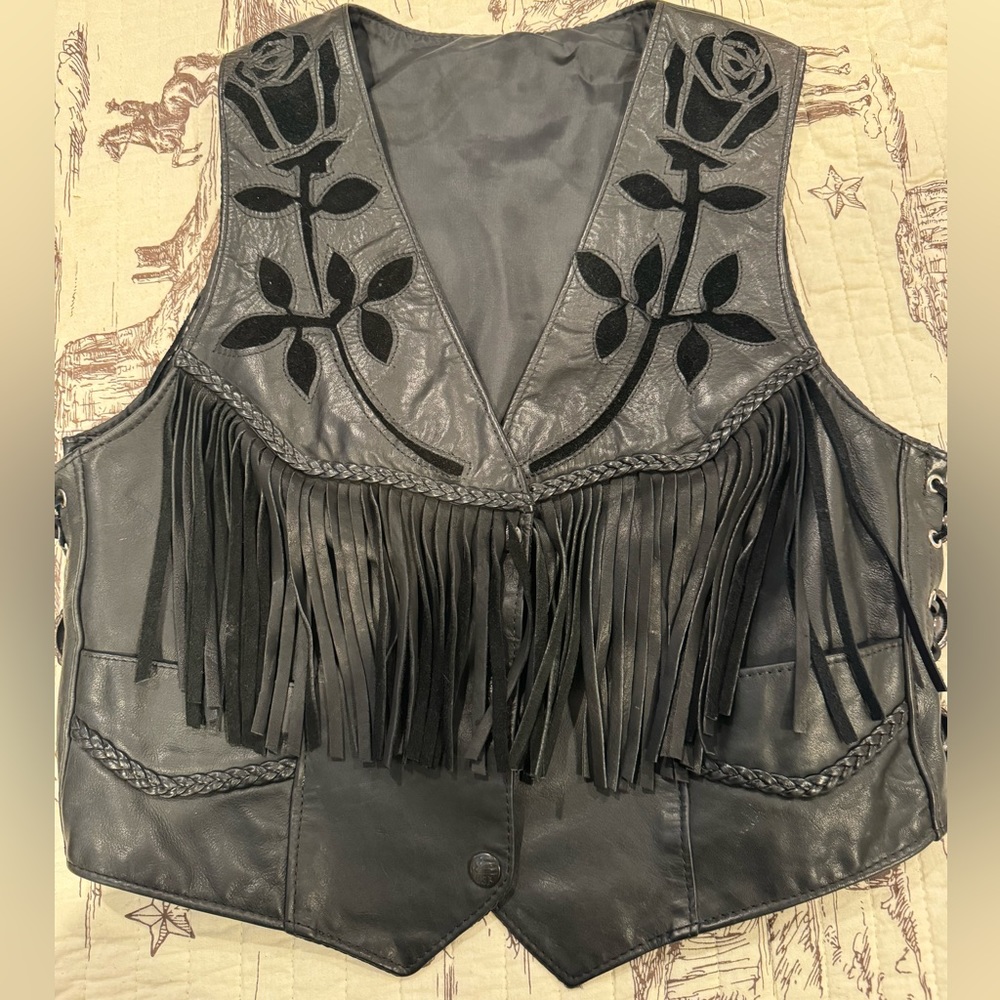Leather fringe vest